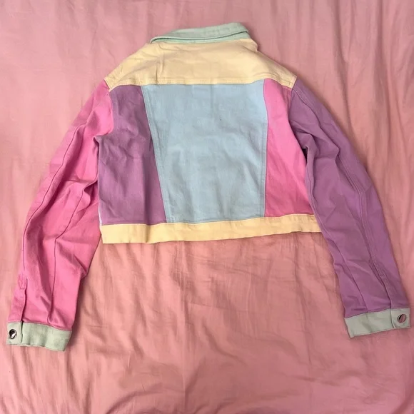 Sugar Thrillz Multicolor Pastel Colorblock  Jacket - Picture 2 of 5